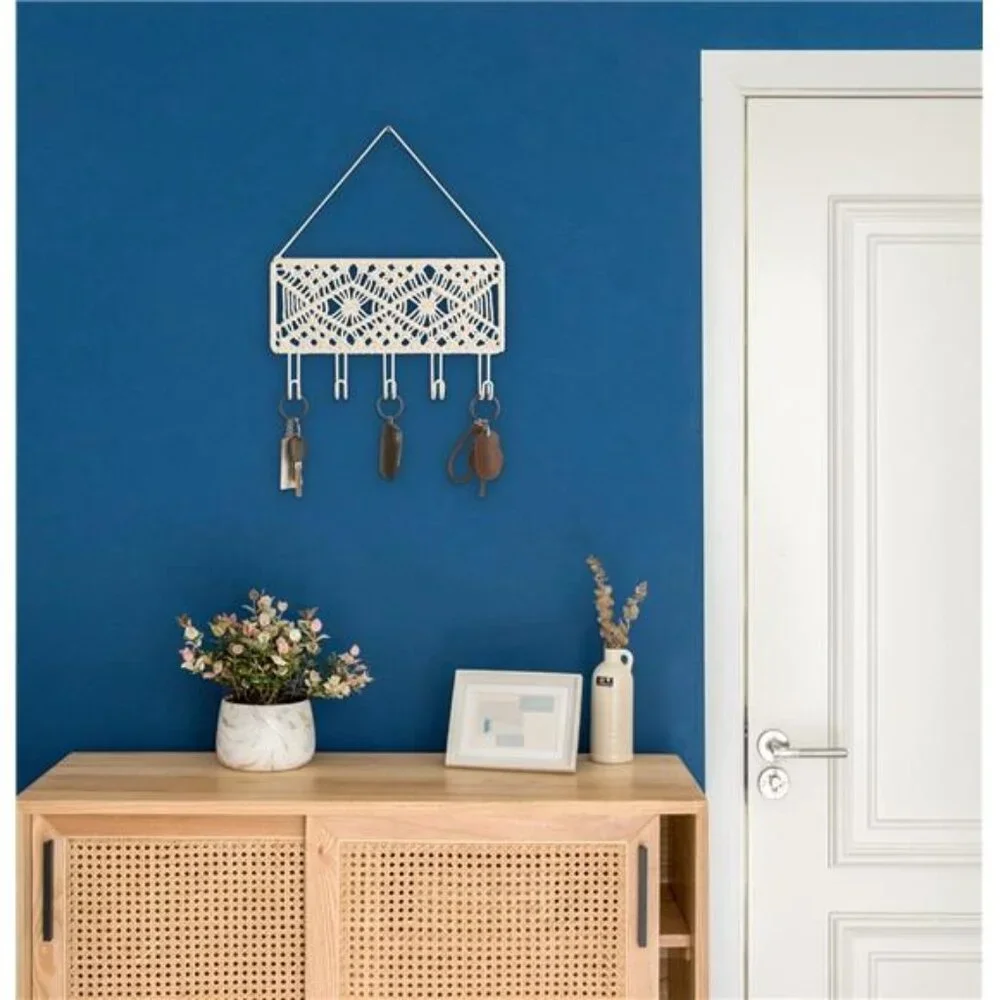 Small Decorative Macrame Key Holder Boho Home Decor